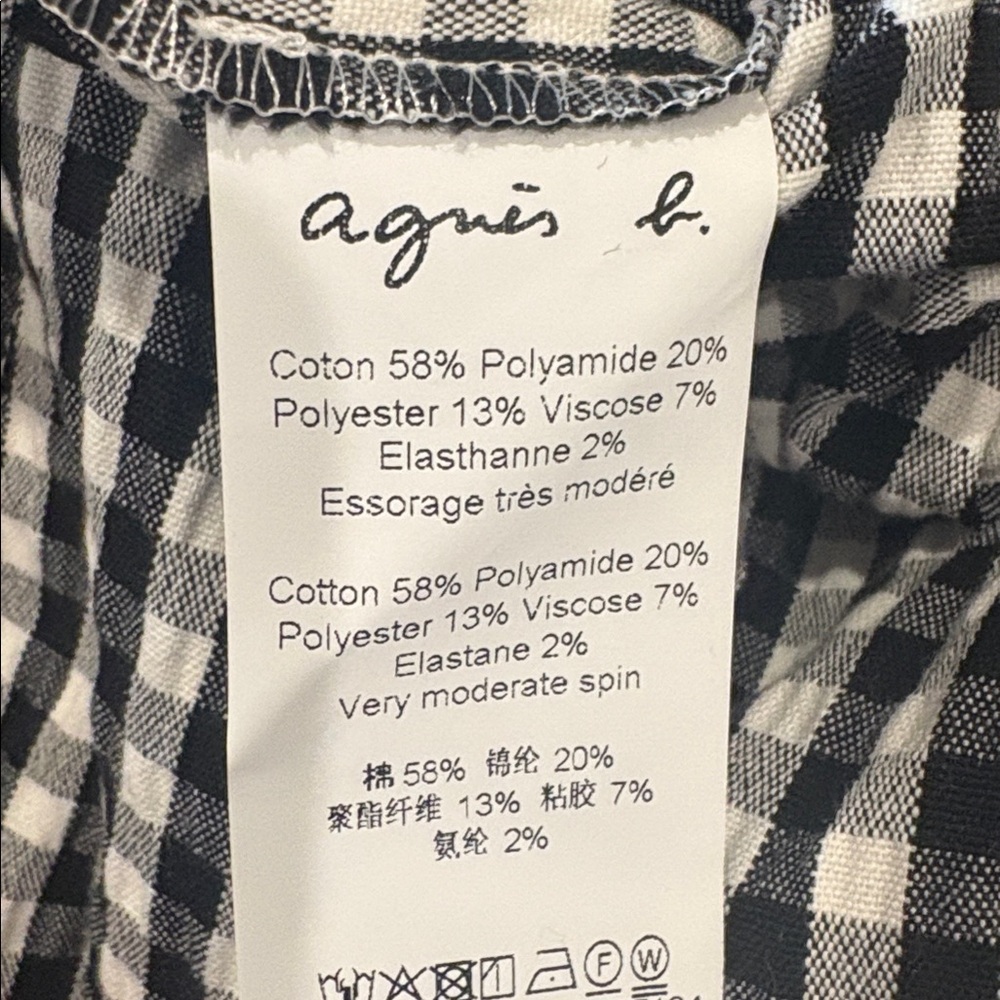 Agnès B. Paris Gingham Button-Up Shirt Black White Size 1/Small - Picture 11 of 14